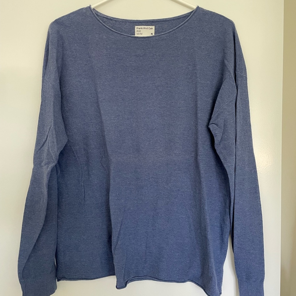 Frank & Oak Women's Lightweight Crewneck Sweater in Blue